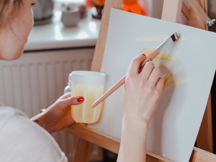 Festive Fall Foliage Canvas Painting Shot