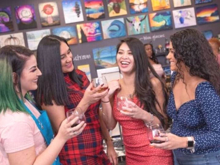 Autumn Trees Along the Stream - Paint Night Shot