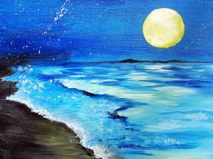 Paint and Sip - Moonrise Over the Water - San Diego | Classpop!