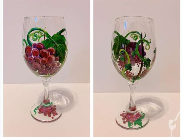 Paint and Sip Grapevine Wine Glasses Houston Classpop!