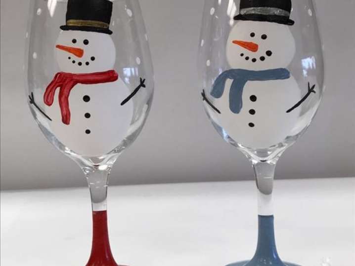 Paint and Sip - Happy Snowman Wine Glasses - Houston | Classpop!
