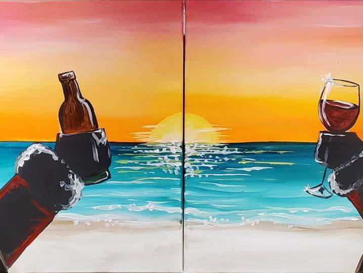 Paint and Sip Holiday Tropics Date Night Houston Classpop!