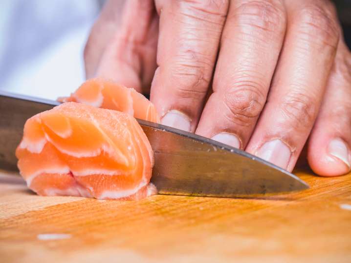 slicing fresh salmon | Classpop Shot