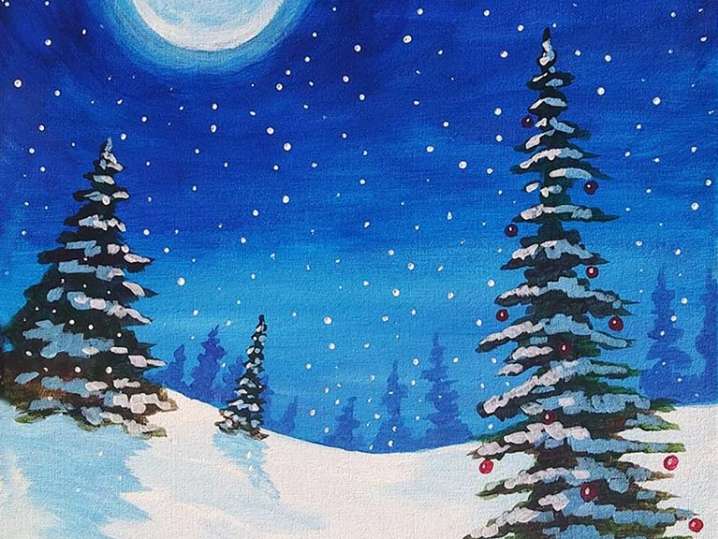 Paint and Sip Frosted Moonscape San Diego Classpop!