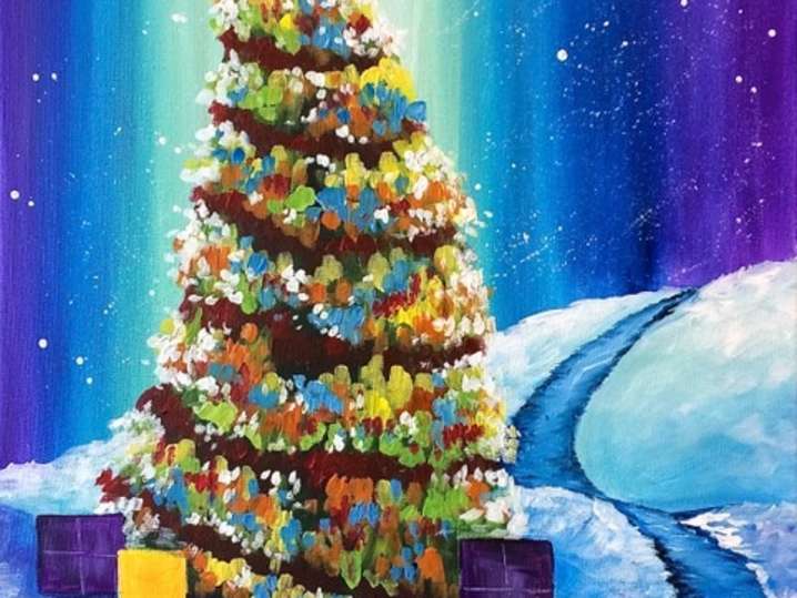 Paint and Sip Christmas Tree Whimsy Indianapolis Classpop!