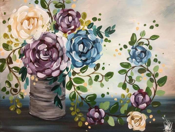 Paint and Sip - Beautiful Bursting Bouquet - Houston | Classpop!