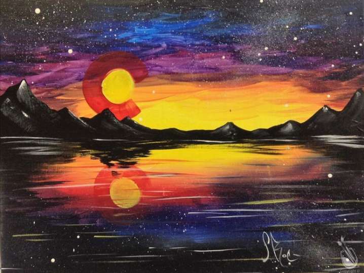 Paint and Sip - Colorado Sunset Over the Water - Denver | Classpop!