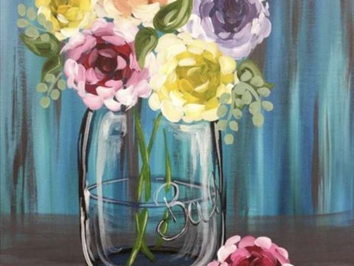 Paint and Sip Farmhouse Flowers Houston Classpop!