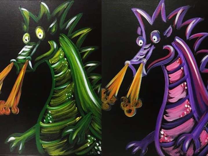 Paint and Sip - Fire Breathing Neon Dragons - Houston | Classpop!