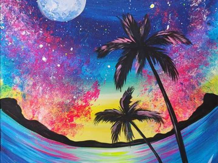Paint and Sip - Blacklight Tropical Tide - Houston | Classpop!