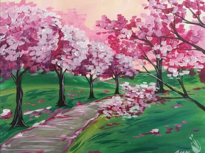 Paint and Sip - Walk Through the Cherry Blossoms - Houston | Classpop!