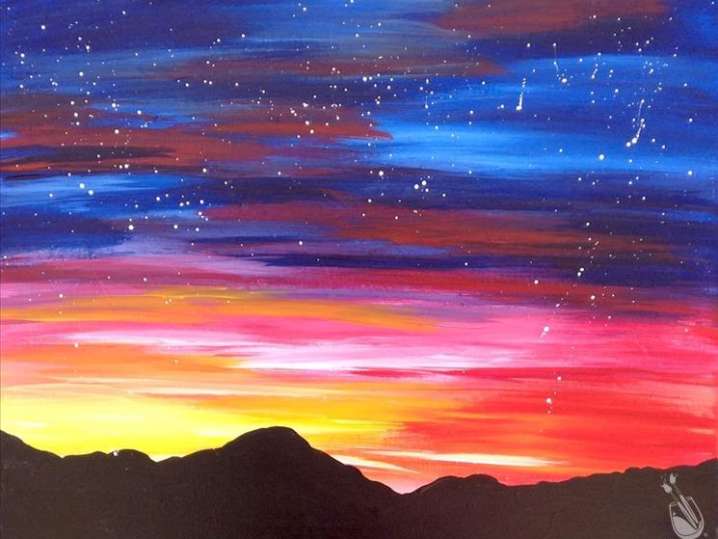 Paint and Sip - Fiery Mountain Sunset (BOGO Drinks!) - Colorado Springs ...