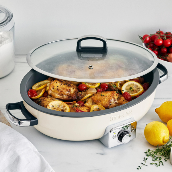 GreenPan Elite 5.5-Quart Oval Electric Skillet - Cream 1