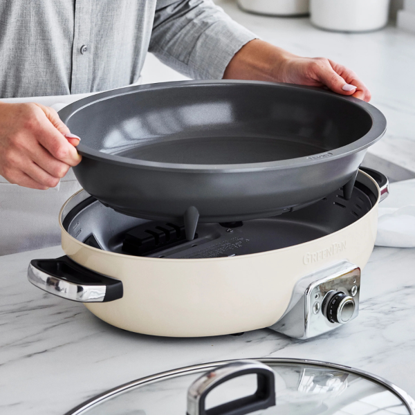 GreenPan Elite 5.5-Quart Oval Electric Skillet - Cream 2