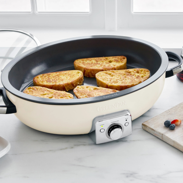 GreenPan Elite 5.5-Quart Oval Electric Skillet - Cream 5
