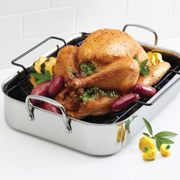 Anolon Tri-Ply Clad Rectangular Roaster with Nonstick Rack 2