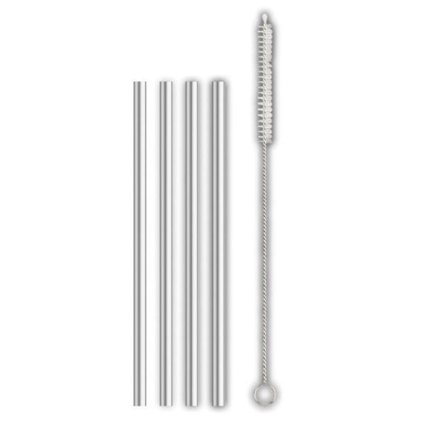 Harold Import Co. Stainless Steel Cocktail Straw with Brush, Set of 4
