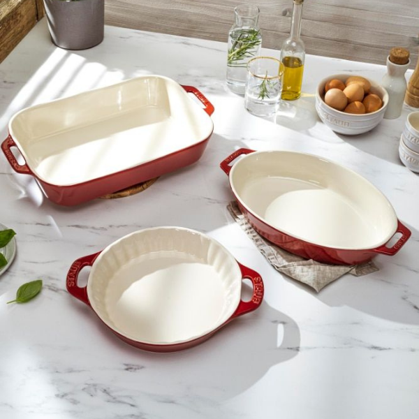 Staub 3-Pc Mixed Baking Dish Set Cherry