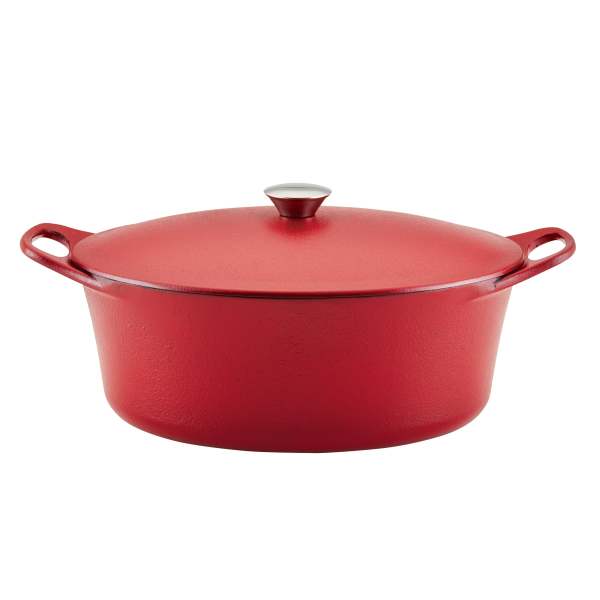 Rachael Ray Premium Cast Iron 6.5-Quart Oval Dutch Oven Red