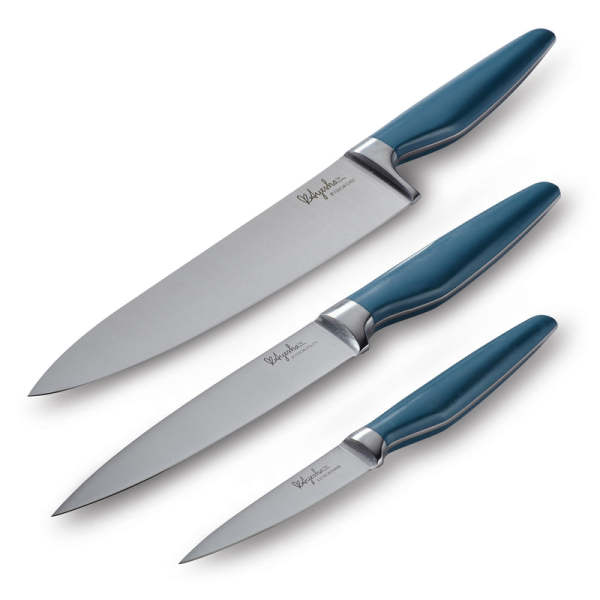 Ayesha Curry Japanese Steel 3-Piece Knife Set Blue