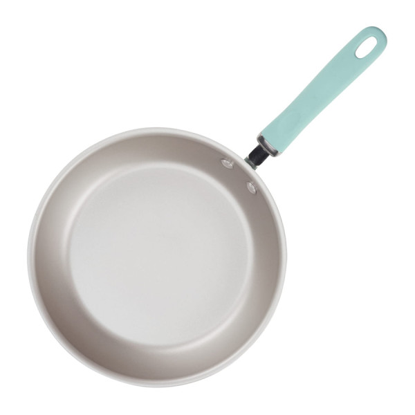 Rachael Ray Create Delicious 9.5-Inch Enameled Aluminum Skillet Light Blue Shimmer