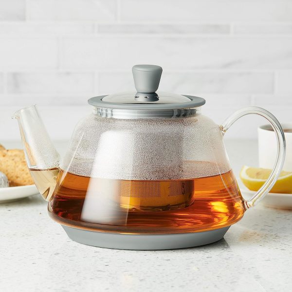 Bonjour Voyager Glass Teapot with Stainless Steel Infuser Silver