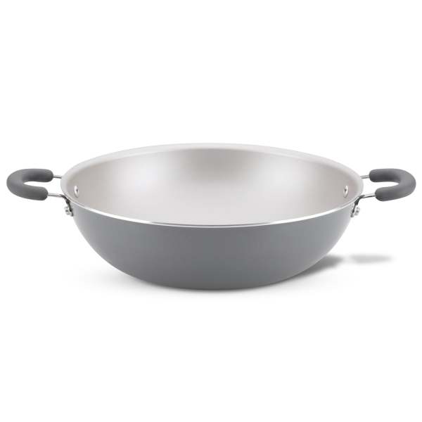 Rachael Ray Create Delicious Enameled Aluminum 14.25-Inch Wok Gray