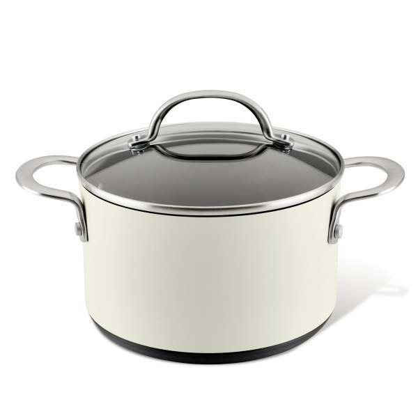 Anolon Achieve 4-Qt Hard Anodized Nonstick Saucepot With Lid Cream