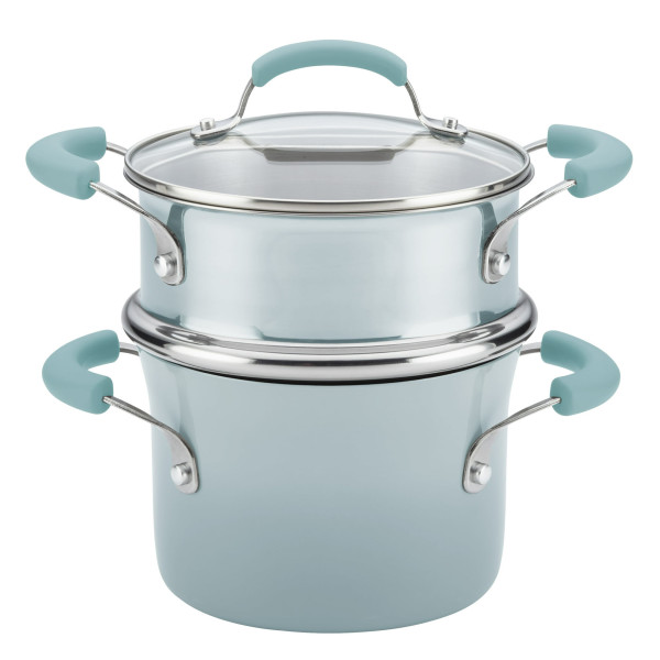Rachael Ray Classic Brights 3-Quart Covered Steamer Set Sky Blue