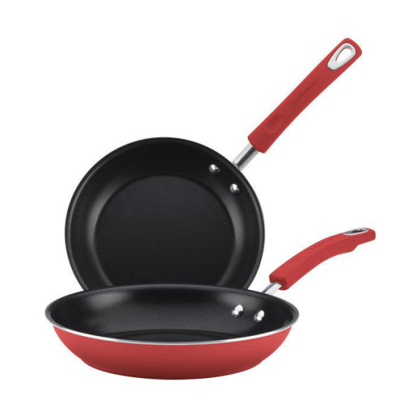 Rachael Ray Classic Brights 9.25" & 11" Open Nonstick Frying Pans Red