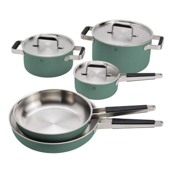 Zwilling Pure 8-Piece Stainless Steel Cookware Set Green