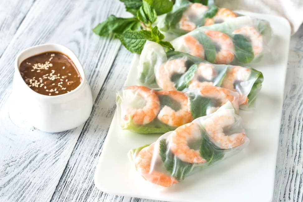 Spring rolls with peanut dipping sauce Shot 2