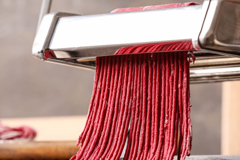 Tucson - red Pasta Maker with Dough, Closeup Shot 1
