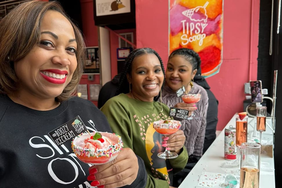 NYC - women holding their handmade ice cream cocktails Shot 1
