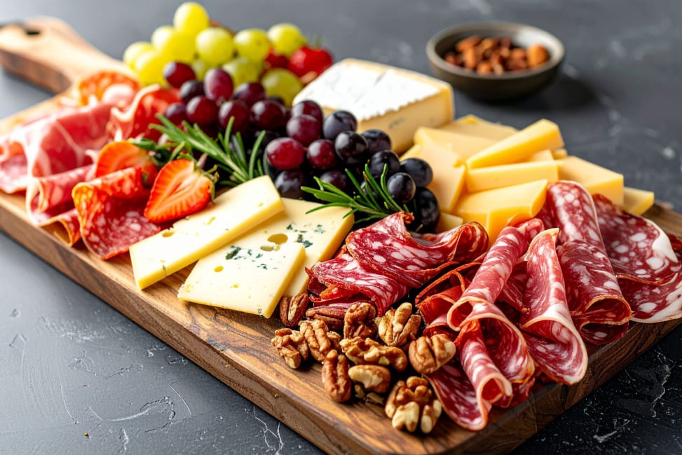 Bay Area - Gourmet charcuterie board with a variety of cheeses, meats, berries and nuts styled for serving Shot 3