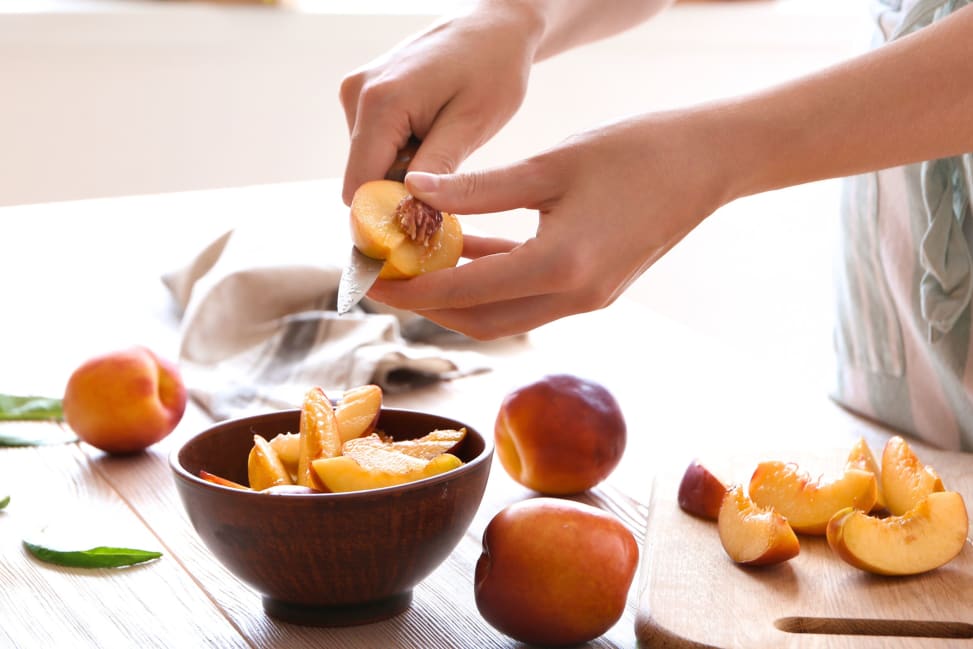 cutting peaches Shot 2