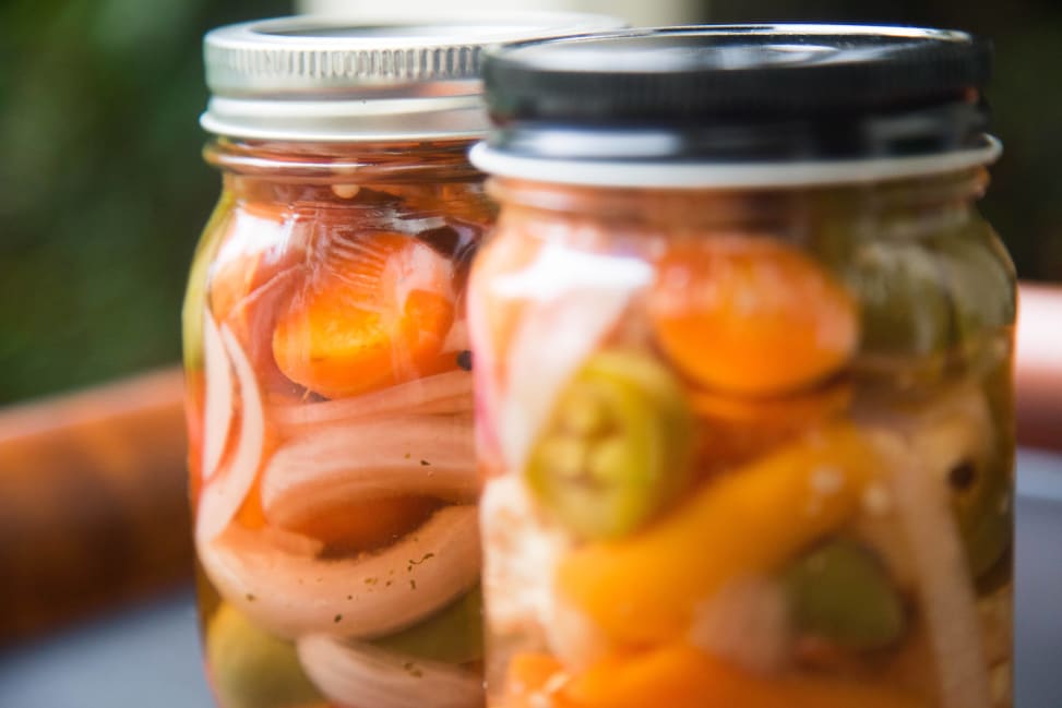 pickled vegetables in mason jars Shot 2
