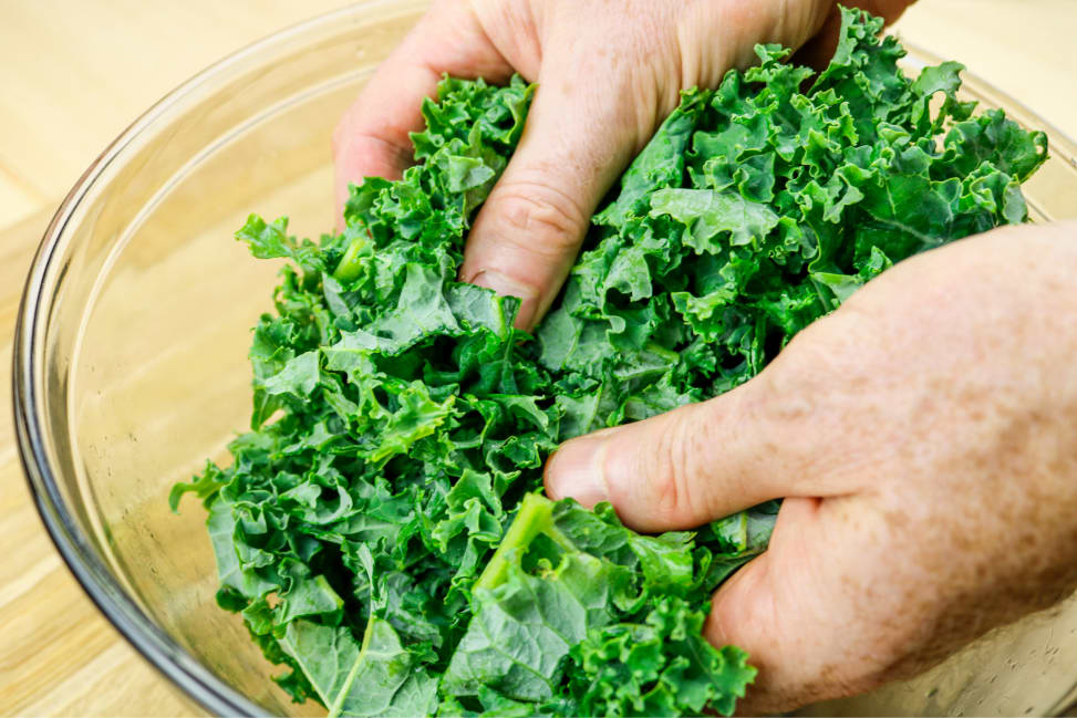 Chef massaging fresh kale | Classpop Shot 2