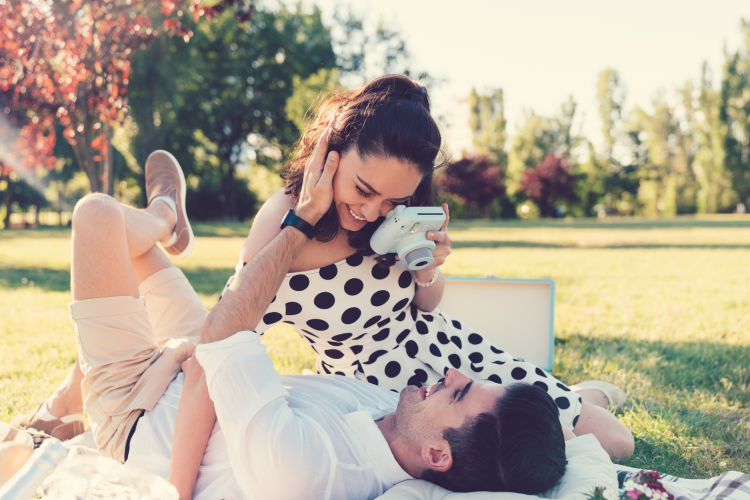 Young couple enjoying Canada Day celebrations in Toronto