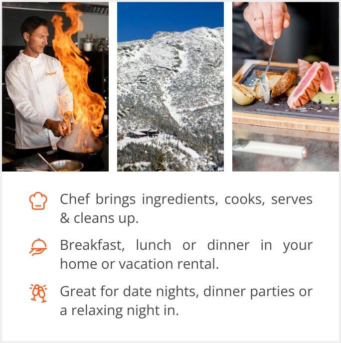 See our selection of private chef menus in Stowe, 