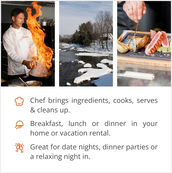 See our selection of private chef menus in North Conway, 