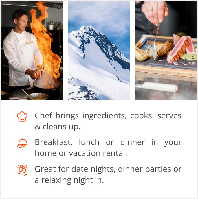 See our selection of private chef menus in Mount Hood, 