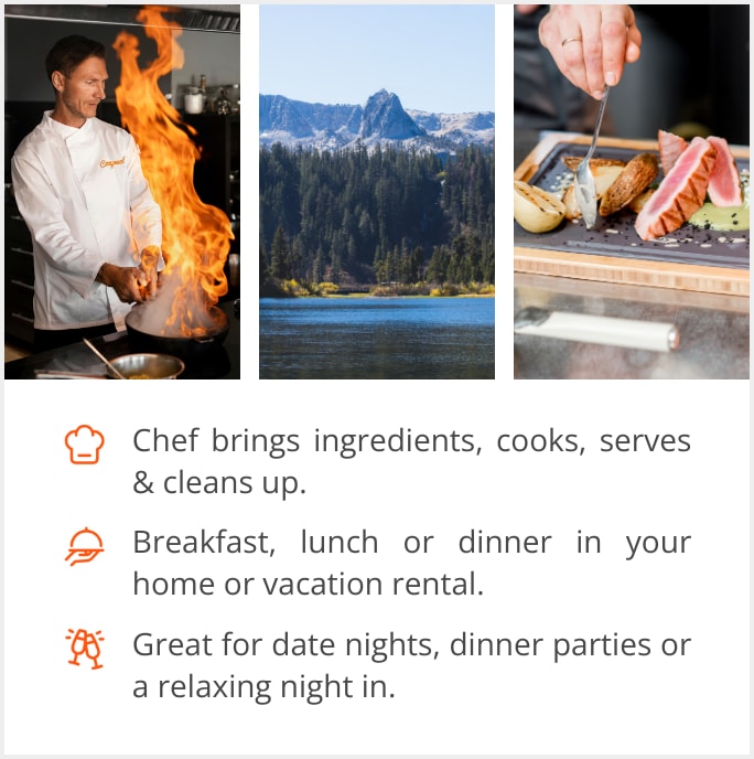 See our selection of private chef menus in Lake George, 