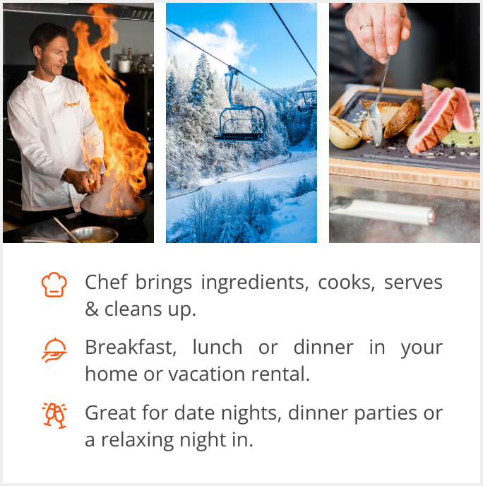 See our selection of private chef menus in Blue Mountain, 