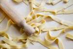 fresh pasta rolled out and cut into pappardelle Shot