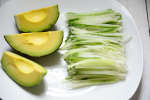 avocado and cucumber slices on a plate Shot