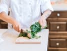 Cooking Class - Simple Plant Based Meals in Carlsbad & Oceanside: chopping cilantro
