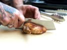 Team Building Cooking Class - Farmers Market Favorites in Brooklyn: slicing airline chicken