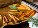 Cooking Class - Thanksgiving Table Comforts Celebration in Northern Virginia: roasted sweet potatoes on a baking tray