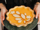 Cooking Class - Pumpkin Spice Sweet Dessert in Northern Virginia: holding freshly baked BrÃ»lÃ©ed Pumpkin Chai Spice Pie